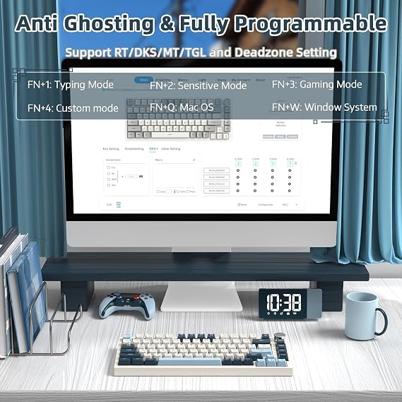 ATTACK SHARK K85 Mekanik Klavye – 75% Kompakt Tasarım, Manyetik Anahtarlar, Ayarlanabilir Tepki Süresi, RGB Işık, Döner Kontrol Tuşu, DKS/MT/TGL Destekli, PC/Mac Uyumlu - Blue
