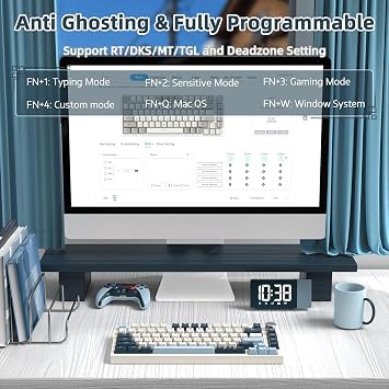 ATTACK SHARK K85 Mekanik Klavye – 75% Kompakt Tasarım, Manyetik Anahtarlar, Ayarlanabilir Tepki Süresi, RGB Işık, Döner Kontrol Tuşu, DKS/MT/TGL Destekli, PC/Mac Uyumlu - Blue