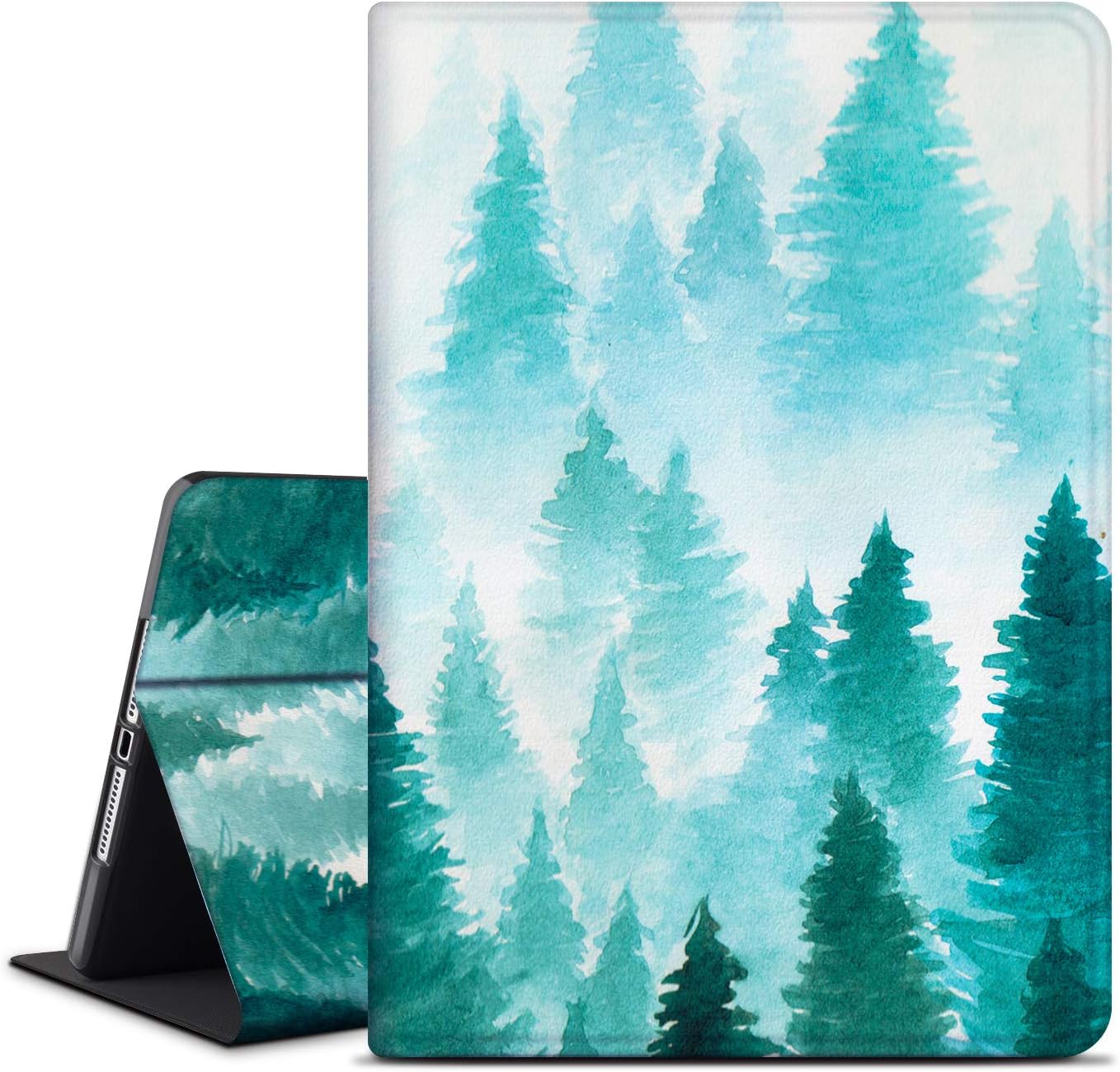 ANERIMST Case for iPad 9th/8th/7th Generation, Compatible with iPad 10.2 inch 2021 2020 2019, Multi-Angle Viewing, Soft TPU Back, Auto Sleep/Wake, Protective Smart Cover for Women Girls (Forest)