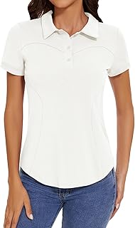 Polo de golf para mujer, con cuello y manga corta, ligera, absorbe la humedad, informal, con 3 botones