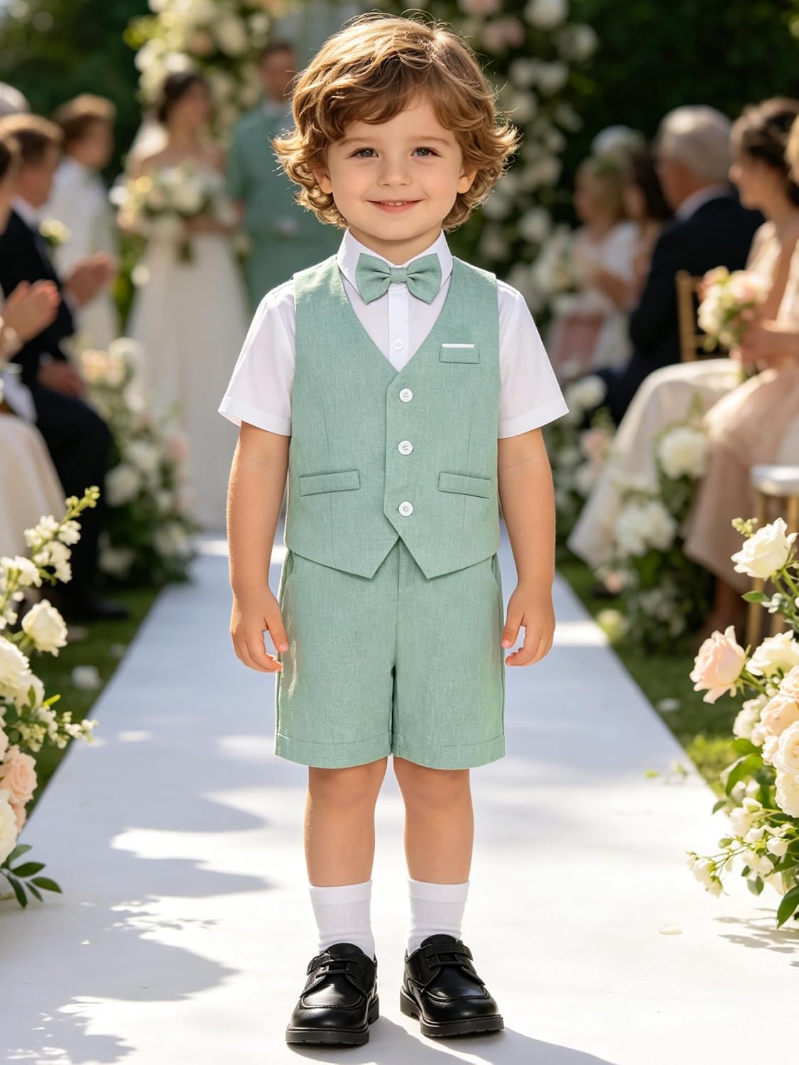 Baby Boy Formal Shorts Set Toddler Summer Gentleman Outfit Kid Short Sleeve Bowtie Shirt Shorts Suits