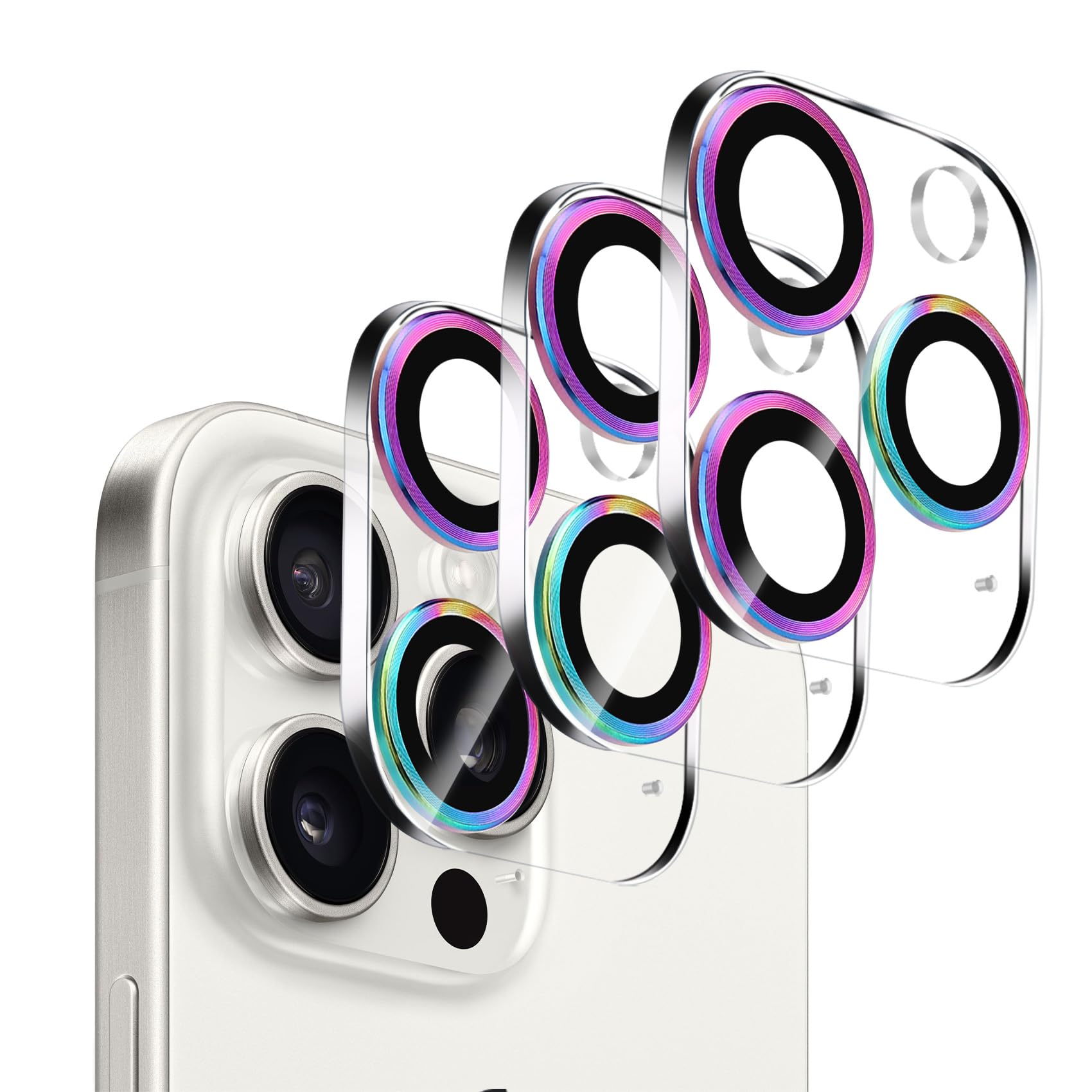 3 Pack Dengduoduo Tempered Glass Camera Lens Protector for iPhone 15 Pro 6.1" & for iPhone 15 Pro Max 6.7", Ultra HD, 9H Hardness, Anti-Scratch, Case Friendly, Easy to Install [No Affect on Night Shots]