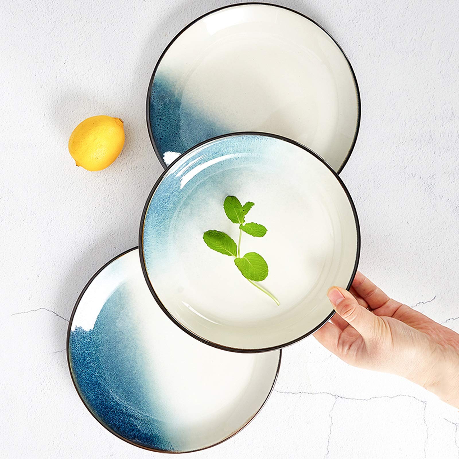 Talerz obiadowy Talerz obiadowy Naczynia Zestaw obiadowy - 28-częściowy zestaw talerzy i misek ceramicznych na 6 osób, eleganckie zestawy talerzy obiadowych, talerze obiadowe nadające się do mikrofaló