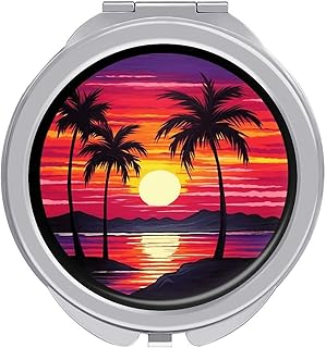 Portable Travel Makeup Mirror, Palm Tree Suns...