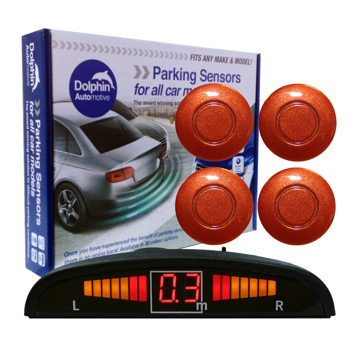 Dolphin Automotive DPS450 Reverse Parking Sensors In 32 Colours 4 Ultrasonic Radar Sensors Kit Audio & Display Alert System - Matt Black — view 10