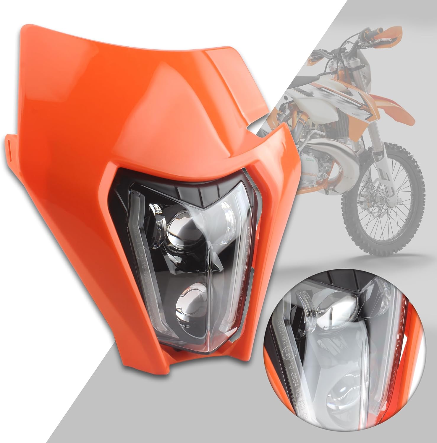 Dirt Bike Headlight LED Headlights Kit Motorcycle Head Lamp Light Kit Compatible with Enduro Pit Bike ATV TC FE TE EXC XCW SXF SX 125 250 300 350 450 500 530 SMC R 690(Orange