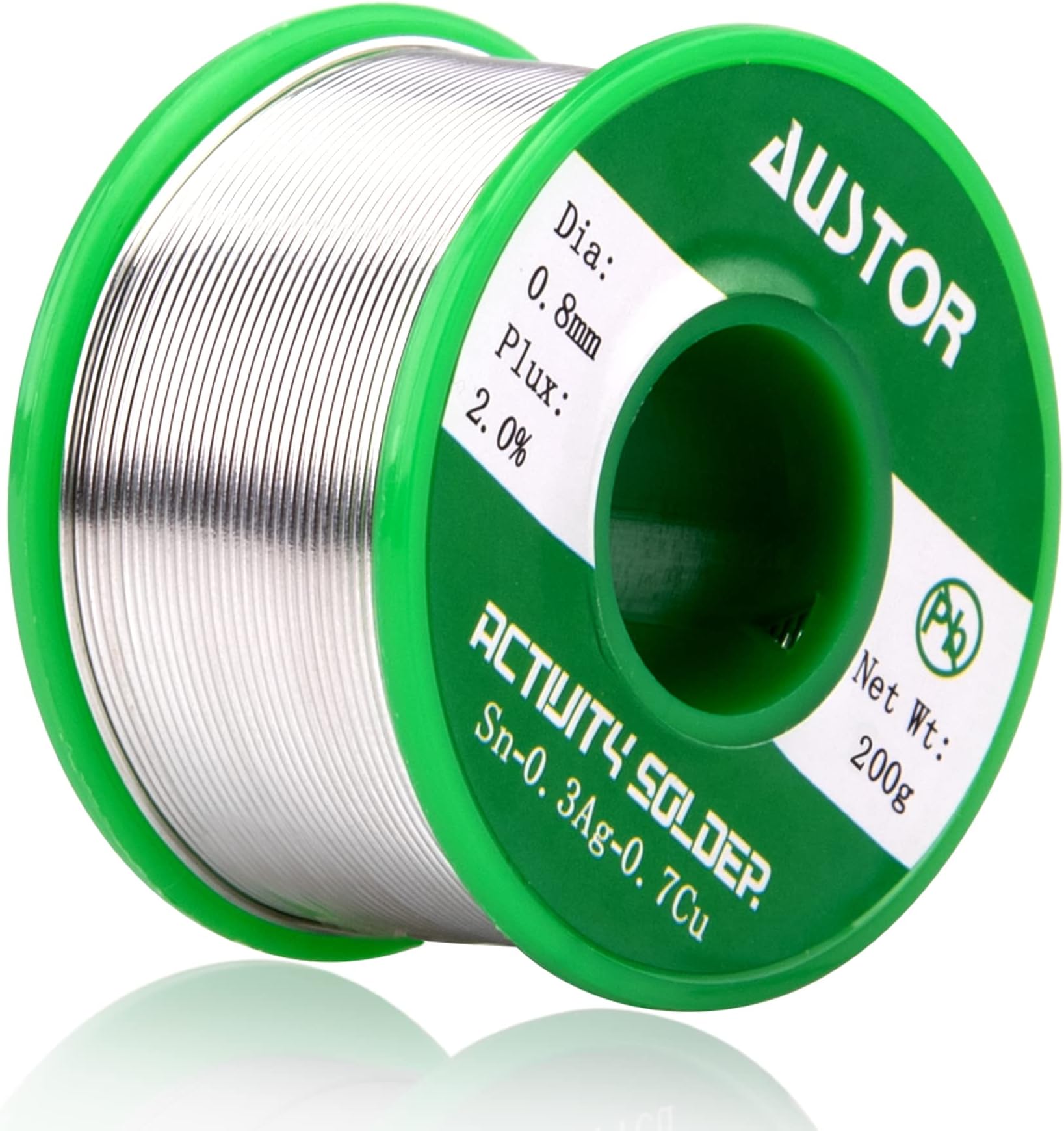 AUSTOR 0.8mm Lead Free Solder Wire with Rosin Core, 200g