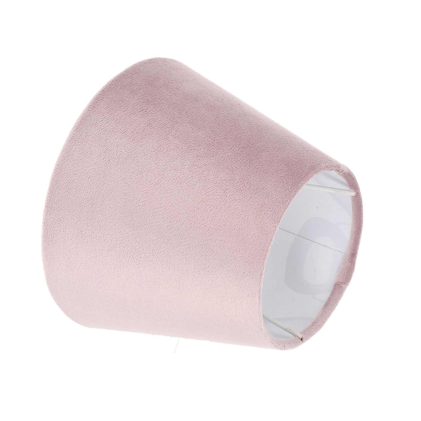 Generic Elegant Small Lamp Shade in Pink Velvet Drum Design Suitable for E27/e14 Lamp Holders Protective and Stylish for Study and Living Room