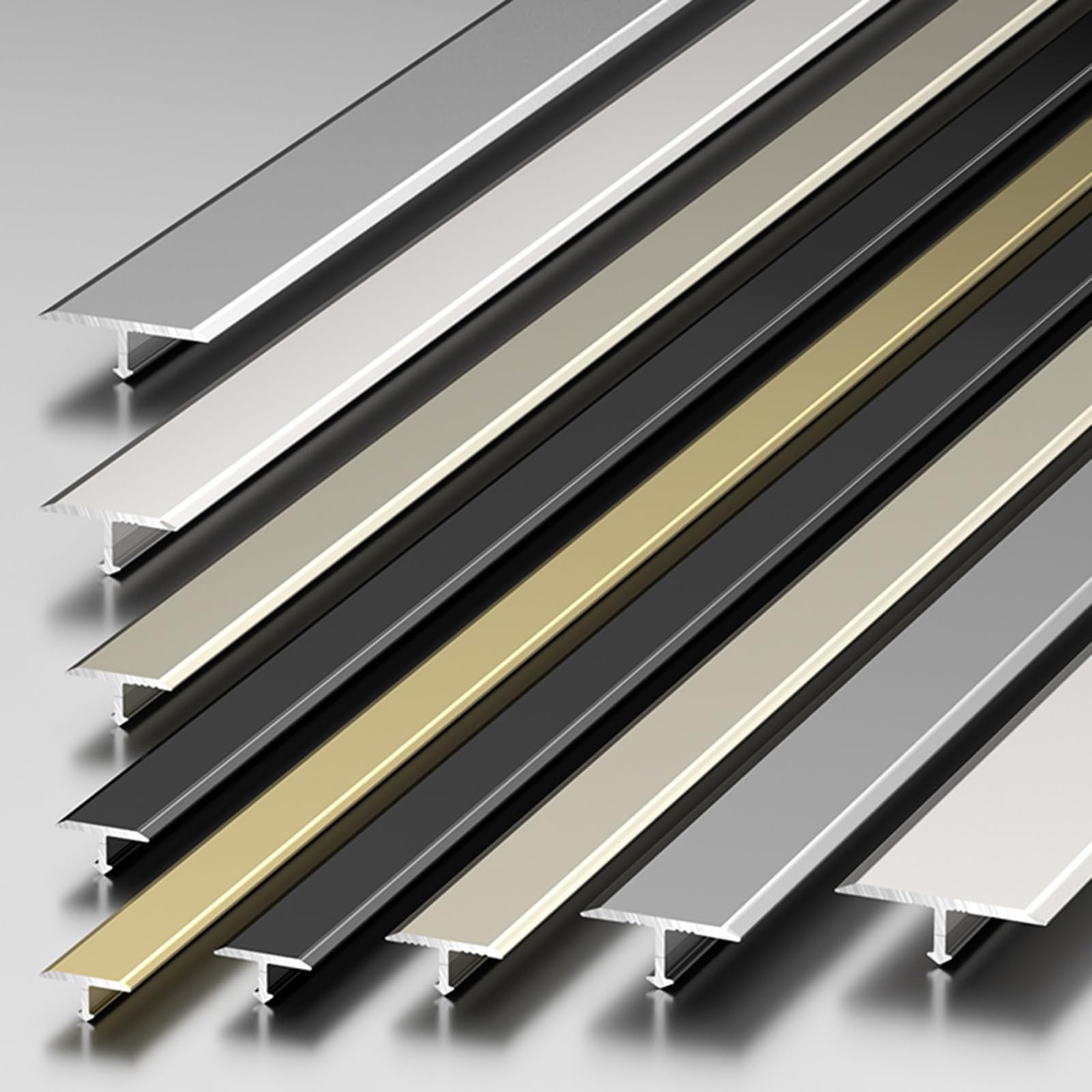 VQWQV Floor Transition Strip Aluminum T-Shape Threshold Strip Easy To Install Edge Trim Flute For Door Threshold And Joining Flooring Gaps Of Laminate Planks Tile(3pcs)(White,3pcs*90 * 1cm)