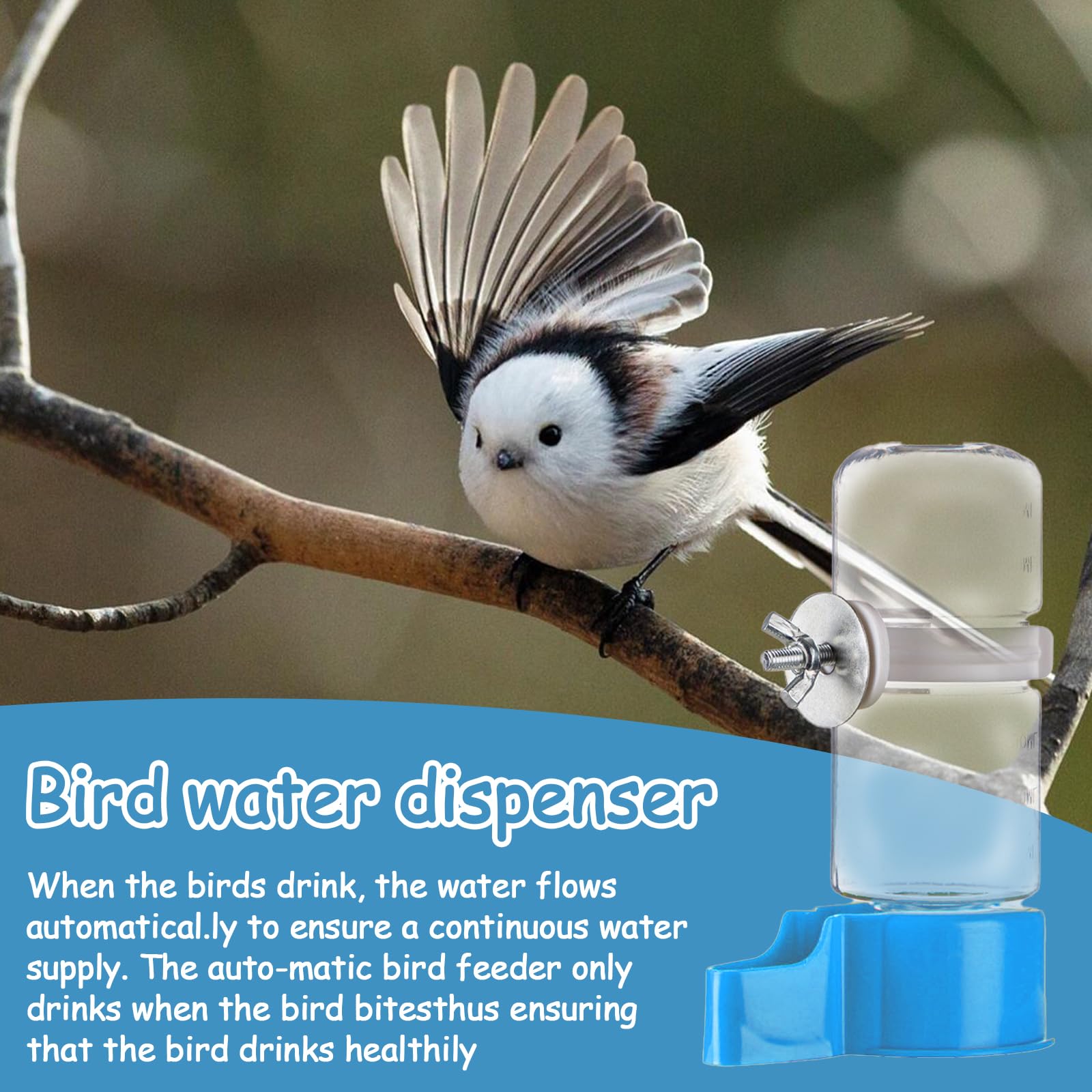 Lot de 3 abreuvoirs pour oiseaux - Distributeur d'eau automatique pour cage - Convient pour perruches, calopsittes inséparables (140 ml)