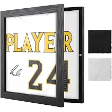 T Shirt Display Frame 13'' X 13'' Usable Space Shadow Box Wood T-Shirt Frame Football Tshirt Jacket DisplayColorBlack