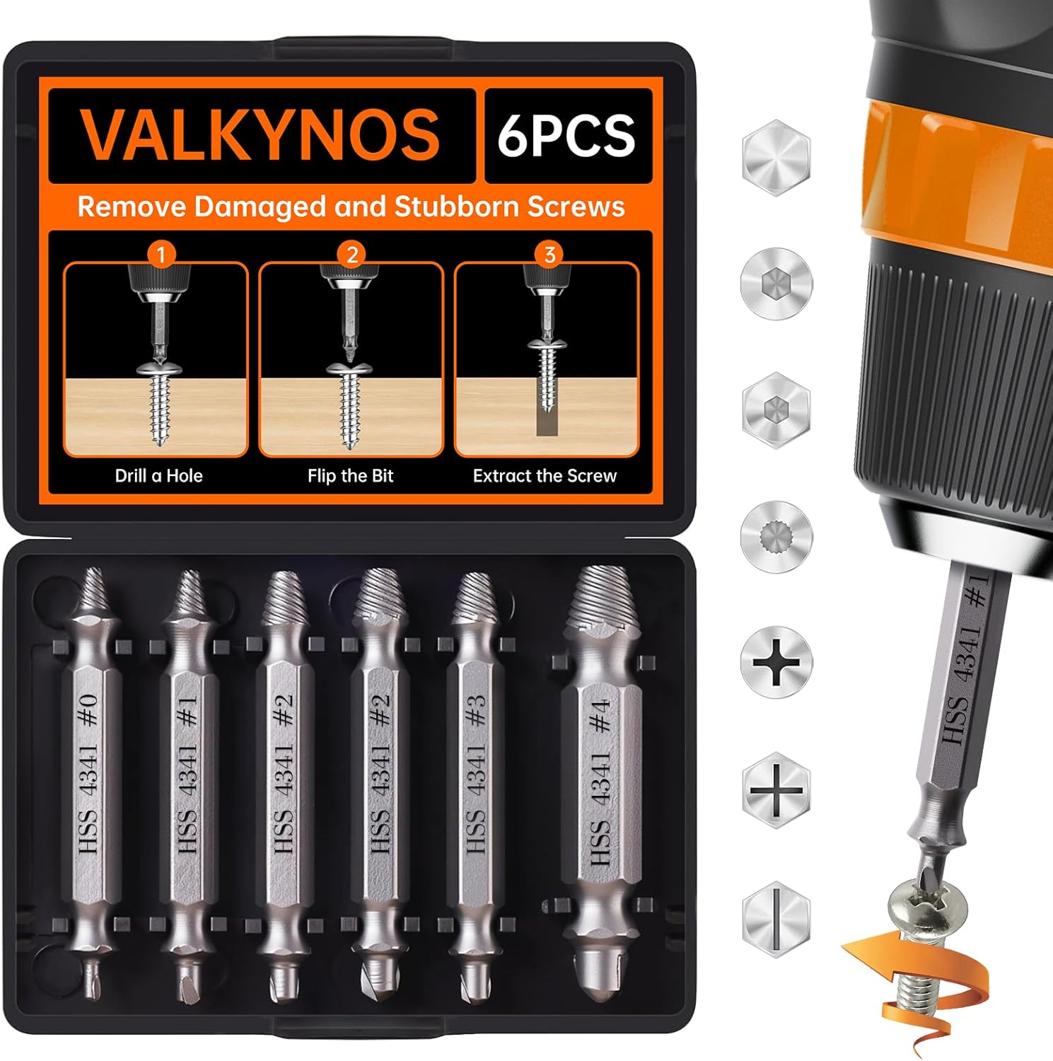 Valkynos 6PCS Screw Extractor Set and 26PCS Bolt Extractor Set with Drill Bit, Easy Out Bolt and Stripped Screw Remover Kit, DIY Tools for Rusted Broken Nuts Bolts Screws, Gift for Men, Dad, Husband,