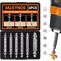 Valkynos 6-Pc Damaged Screw Extractor Set - Strip Screw Remover for Rusty Bolts, Nuts | Gifts for Men, Dad, Husband, DIY Tools