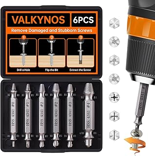Valkynos Gifts for Men, Damaged Screw Extractor Set 6 Pcs, Valentine's Day Gifts for Him, Husband, Stripped Screw Nuts Bolts Drill Bit Tool, Easy Out Removal of Rusty Broken Mechanical Accessories