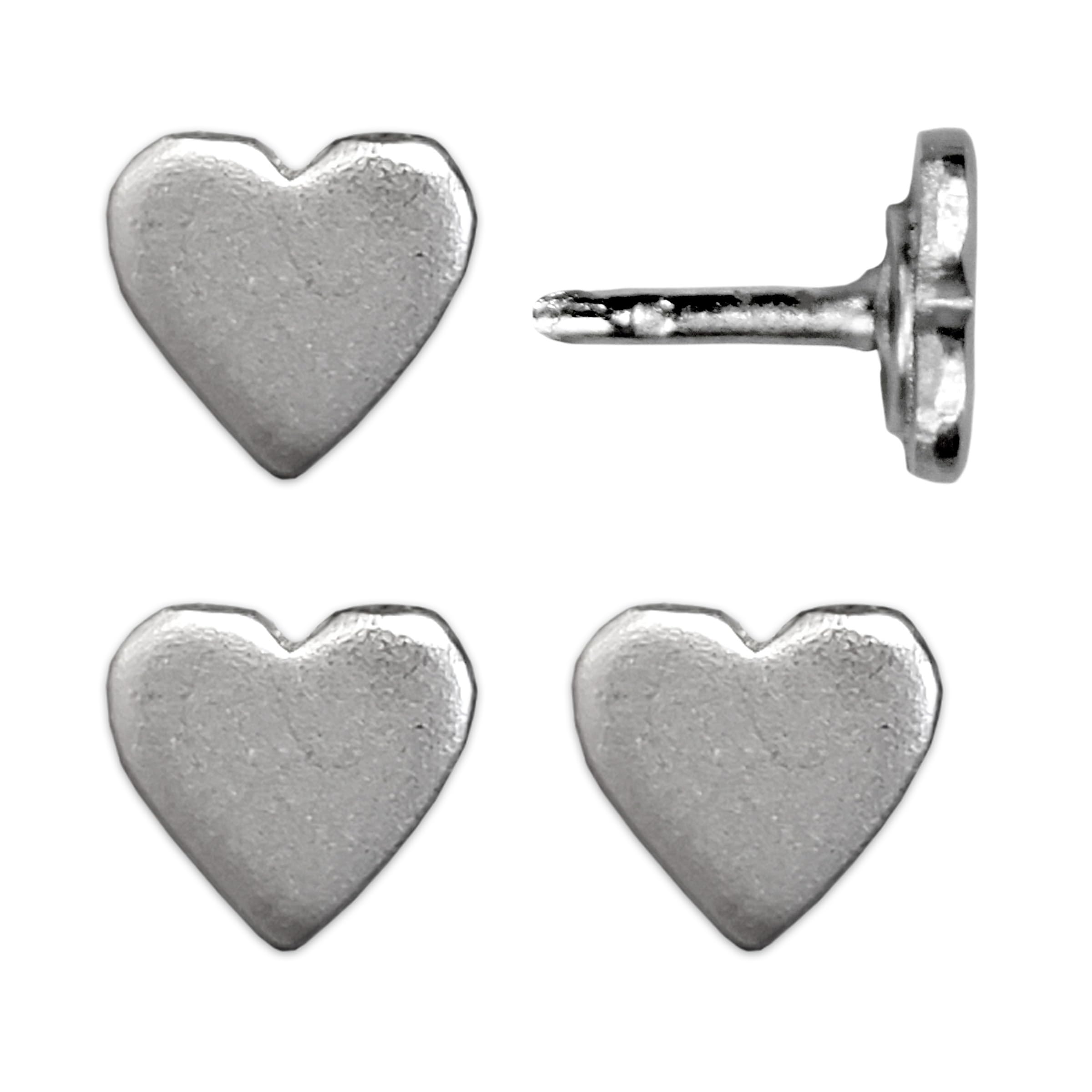 Mini Silver Heart Push Pins - Mini Silver Metal Heart Map Pins - for Cork Board, Maps, or Lapel Pin Use - Designed in USA - Set of 4