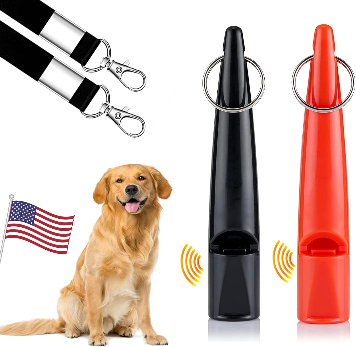 LEVNEX 2 Dog Whistle with Lanyards, Ultrasonic Dog Whistles to Stop Barking, High Pitch Frequency Silent Whistles for Dog Training and to Recall Your Dog