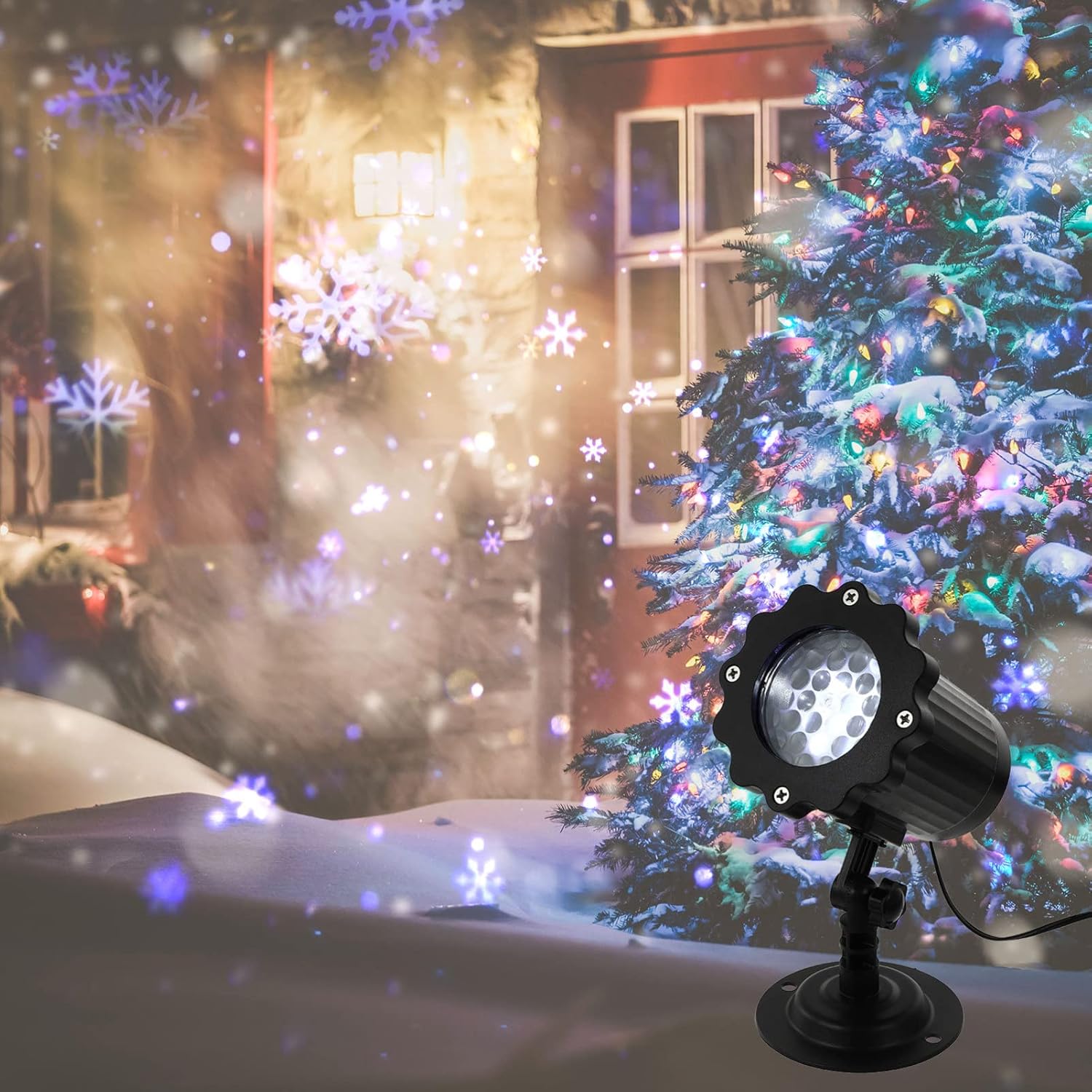 1Pc Unique Christmas Snowflake Projection Lamp Decorative LED Light for Winter Decorations for Parties Weddings and Festive Atmosphere