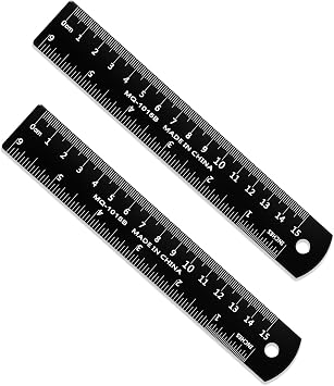 2 Pcs 6 Inch Mini Ruler, Woodworking Ruler Architectural Scale Rulers Stainless Steel Dual Scale Metric & Imperial Black Straight Edge Rulers for Office Measuring Crafting
