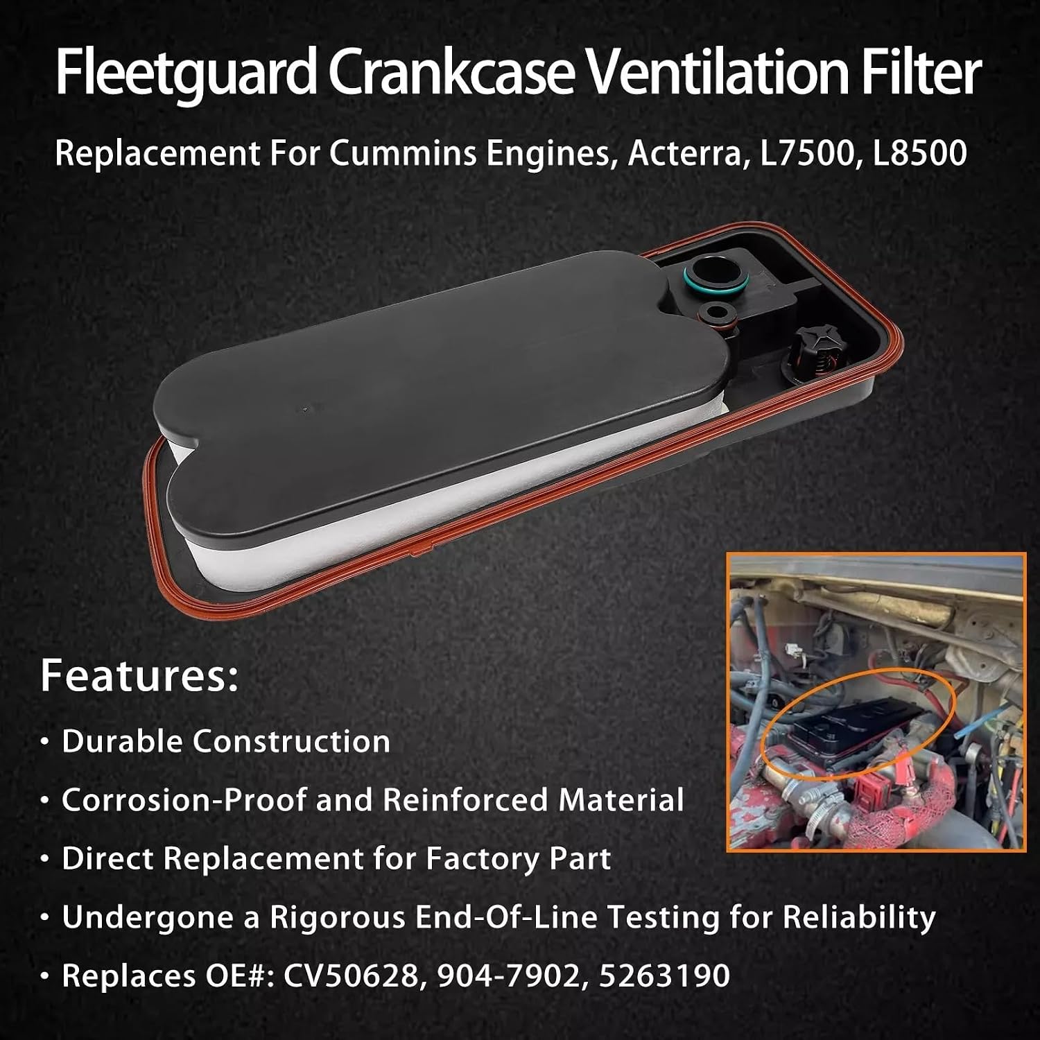 ​​LINGYAO Crankcase Ventilation Filter for Cummins ISL/ISC Engines - OEM CV50628 Replacement, Anti-Leak CCV Filter Fit ISL9 ISC12​​