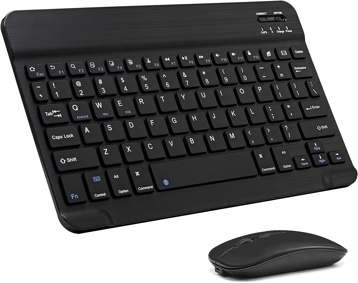 Xukinroy Ultra-Slim Bluetooth Keyboard and Mouse Combo Rechargeable Portable Wireless Keyboard Mouse Set for Apple iPad iPhone iOS 13 and Above Samsung Tablet Phone Smartphone Android Windows (Black)