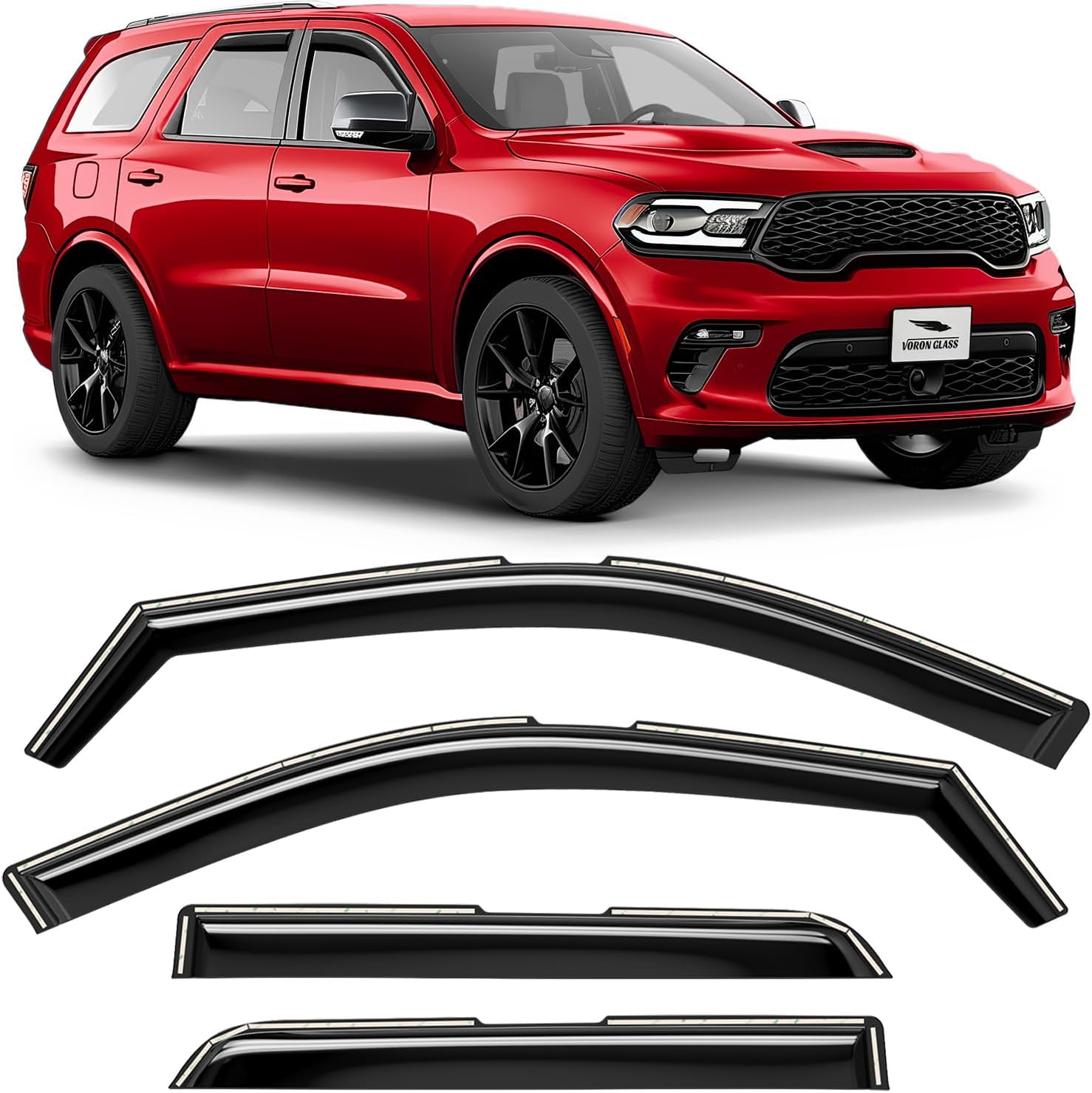 Voron Glass in-Channel Extra Durable Rain Guards for Dodge Durango 2011-2026, Window Deflectors, Vent Window Visors, 4 Pieces - 200486