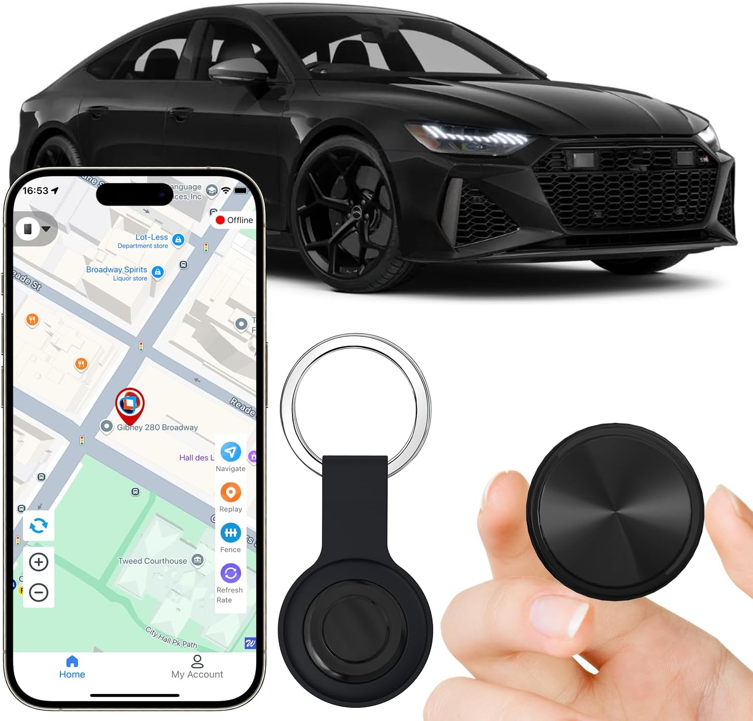 GPS Tracker for Vehicles – Subscription-Free Tracker Device for Vehicles, No Monthly Fee or SIM Card Required for Hidden Car Tracker Device Compatible with Android and iOS, IP68 Waterproof