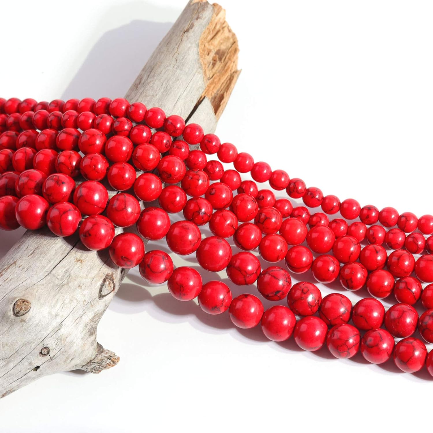 Natural Stone Beads 8mm Red Turquoise Polished Round Smooth Gemstone Beads for Jewelry Making 15 Inch(Red Turquoise,8mm) - Image 4