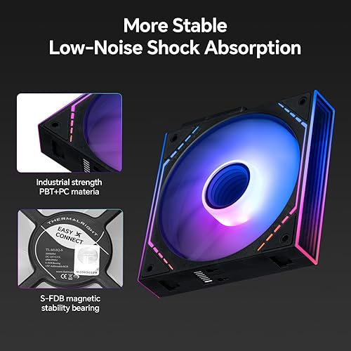 Miniatura 5 de Thermalright TL-M12Q-S X3 - Ventiladores de refrigeración de carcasa de PC de 4.724 in, cadena margarita, 2000 rpm, alto flujo de aire, ARGB,