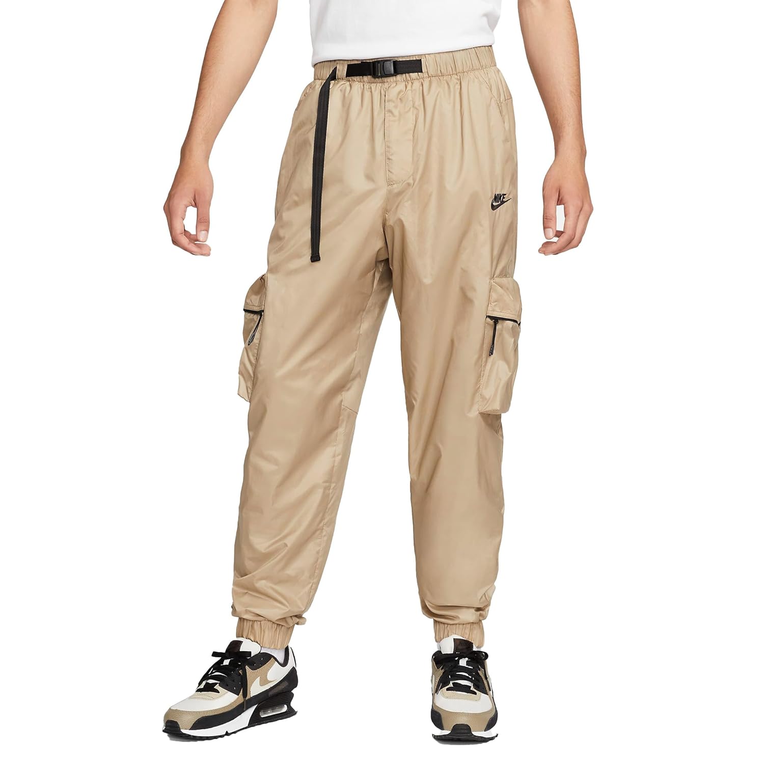 Nike Tech Mens Lined Woven Pants Khaki Black FB7911-247 Size Large