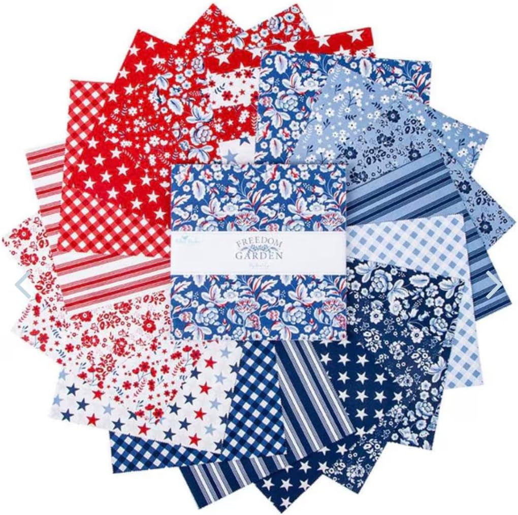Riley Blake Collection of Freedom Garden by My Mind’s Eye, Premium Quilting Fabric, Perfect for Quilting, Crafting, Sewing Projects and More… (10" Stacker)