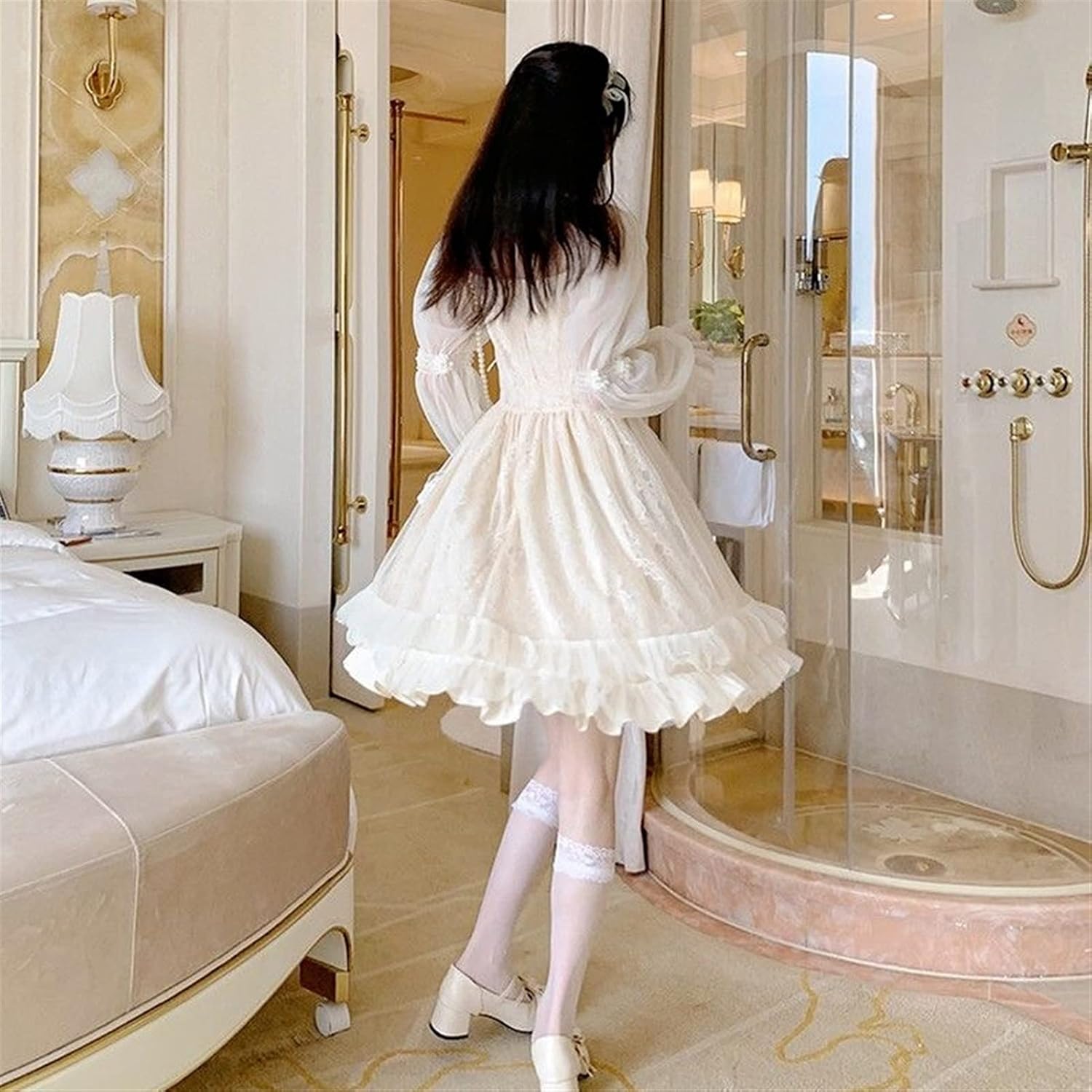 French Fairy Niche Lace Dress Women Long Sleeve Vintage Design New Dress