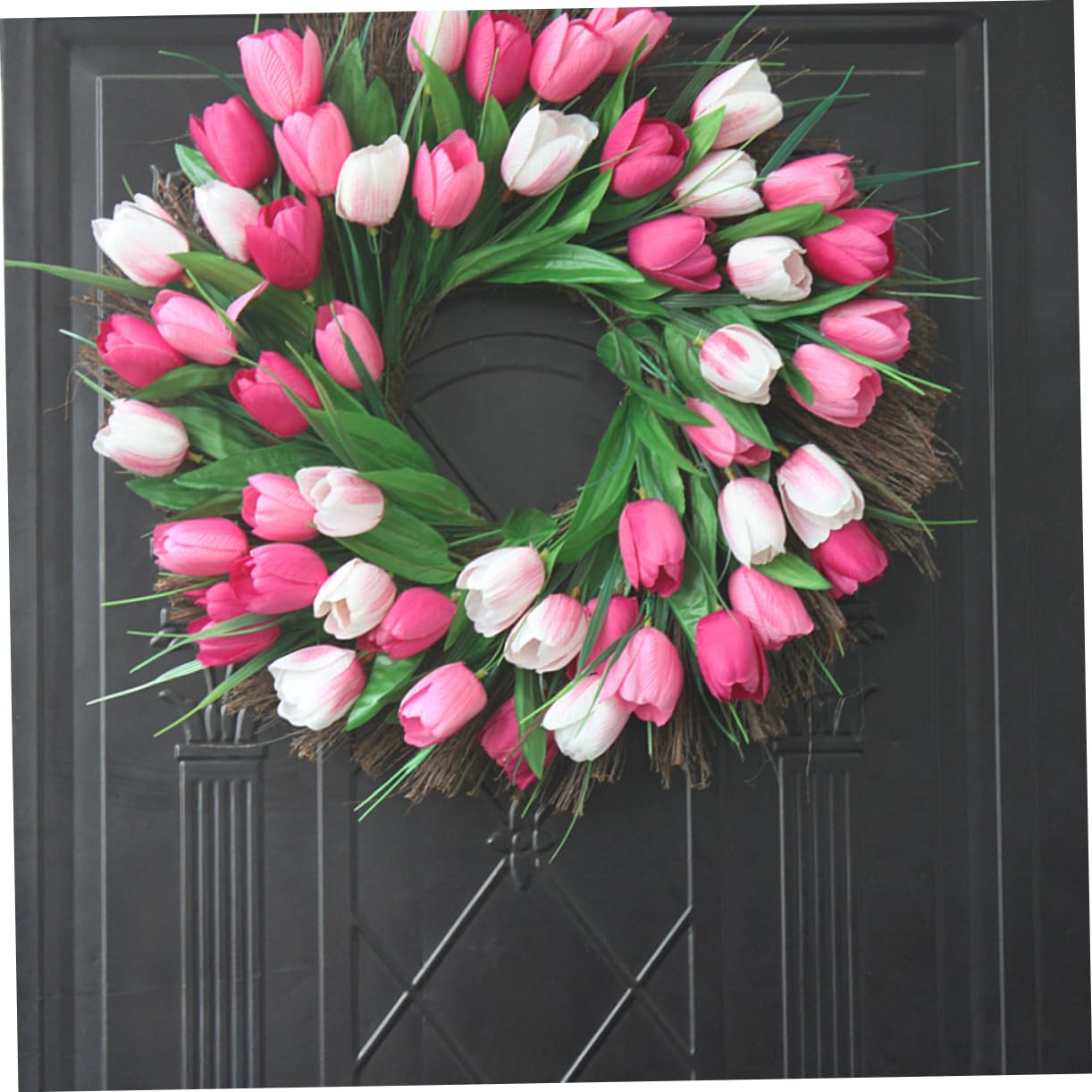 Guirnalda de Tulipanes Rosa de Tela y Ratán Sintético para Boda
