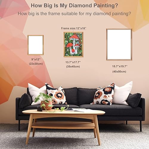 Miniatura 3 de Stalente Kits de pintura de diamantes para adultos, pintura de diamante 5D con taladro redondo completo para decoración de pared del hogar, hongos,