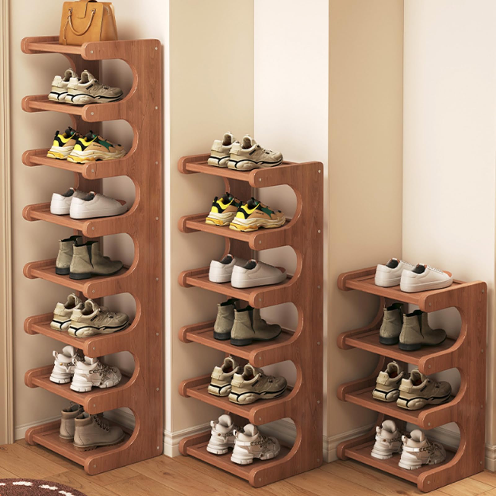 Étagère à chaussures verticale en bambou à 6 niveaux pour entrée et placard