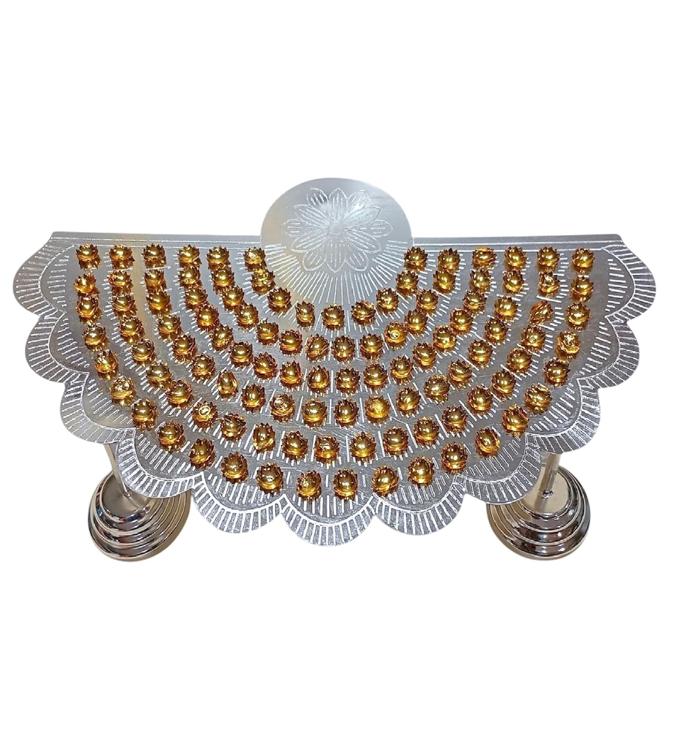 108 Flowers Stand for Lakshmi Pooja German Silver Varamahalakshmi Astotharam Flower Holder Stand Pooja Decoration Home Temple-image-30
