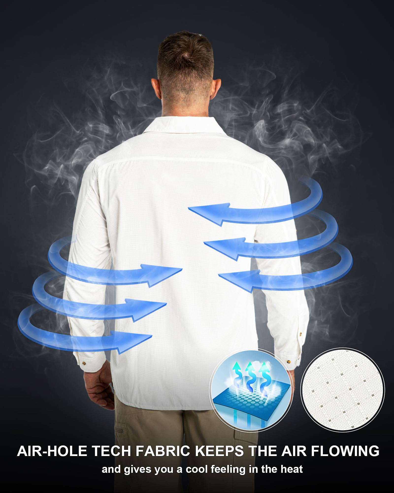 33,000ft Herren Sportshemd Langarmhemd Atmungsaktives Funktionshemd Schnelltrocknende Shirt Outdoorhemd für Männer Frühling Sommer Herbst Wandern Angeln Shirts