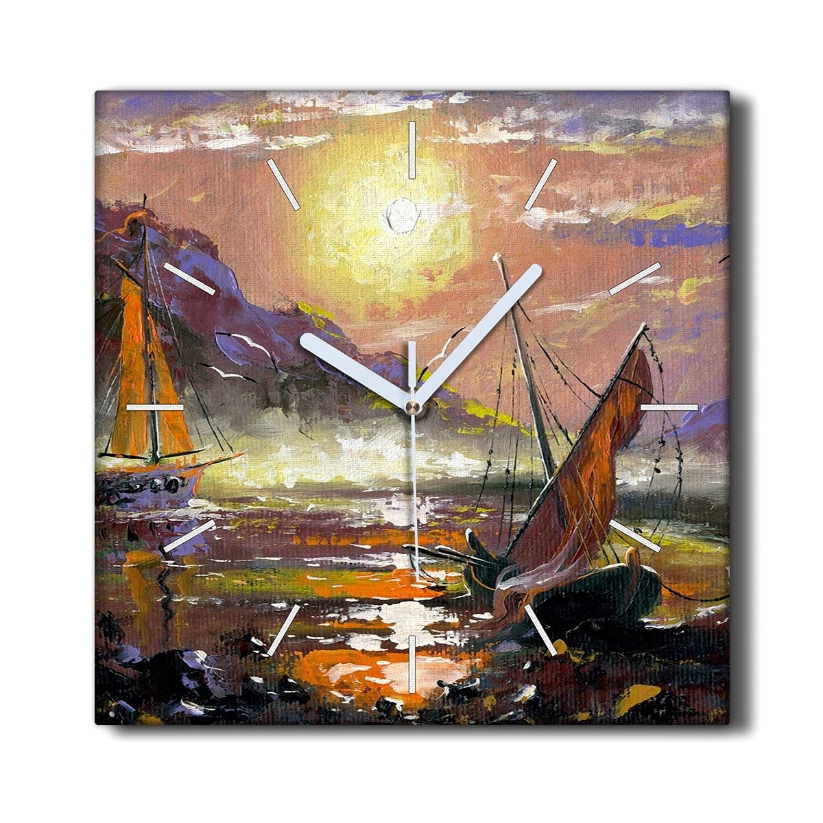 Horloge de Salon Toile Murale Marine 30x30cm pour Ambiance Zen