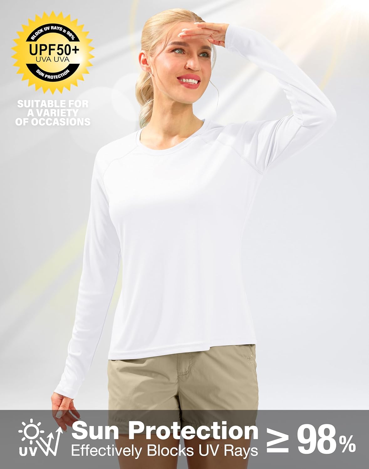 Women's UPF 50+ Sun Shirts Long Sleeve UV Protection Rash Guard Lightweight Quick Dry Workout Hiking Tops for Women - Image 4