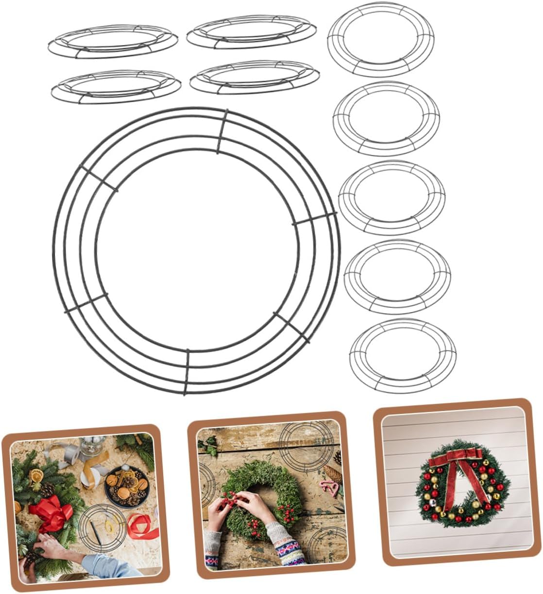 DECHOUS 10pcs Round Wreath Frame for Craft Projects Versatile Iron for Holiday Decor Floral Arrangements and Home Decoration