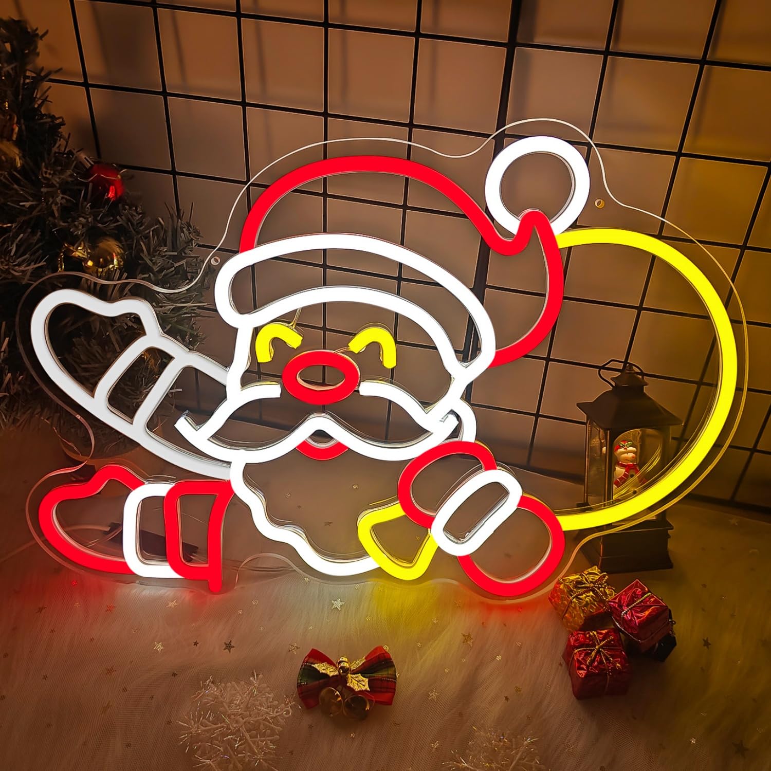 Letrero de neón de Papá Noel para decoración de pared, luces de neón de Papá Noel, luces LED de neón de Navidad, decoración de ventana, letrero iluminado para dormitorio, sala de estar, fiesta