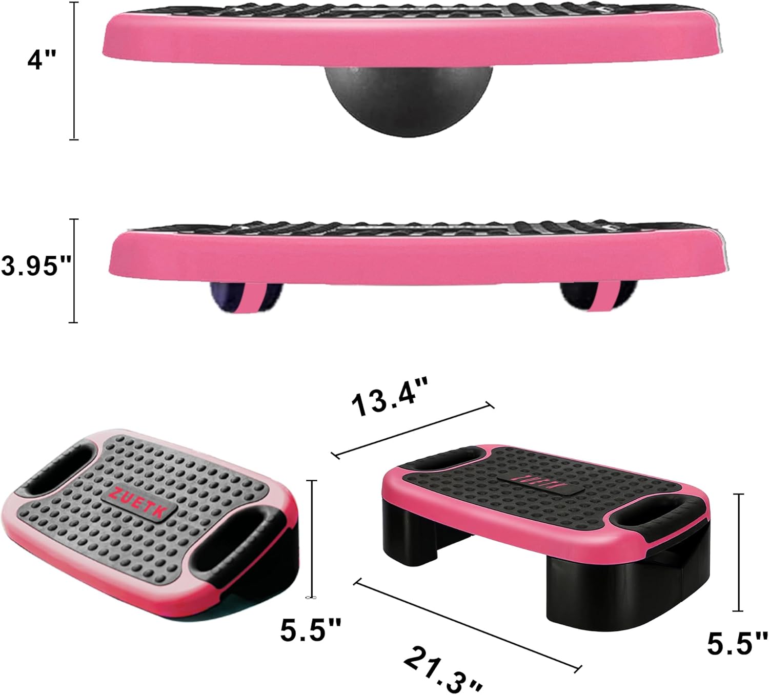 4-In-1 Balance Board and Stepper Exercise Platform - Aerobic Step Adjustable Home Workout Slant Board, Non Slip Soft cushion - With Home Workout Suggestions