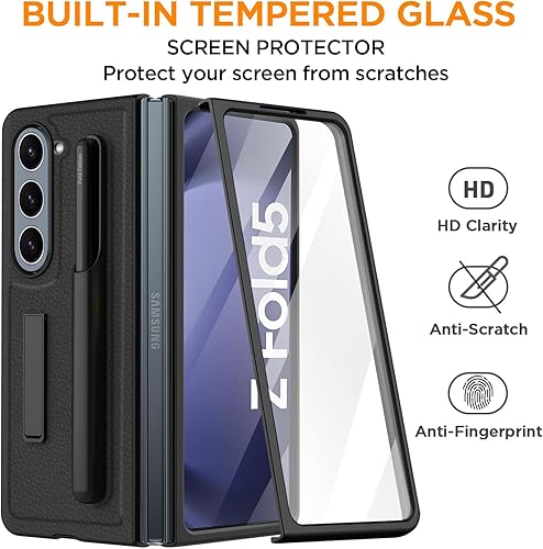 Miniatura 2 de AICase Funda con función atril para Galaxy Z Fold 5, protector de pantalla integrado con soporte desmontable para S Pen 360, funda protectora de
