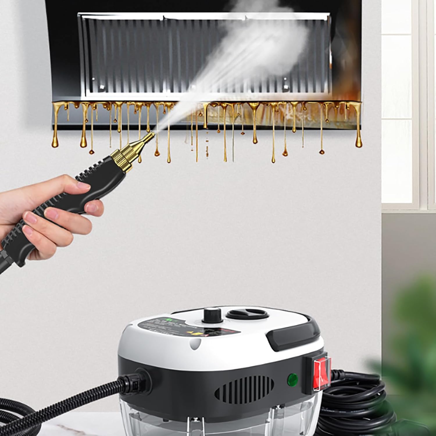 Hidrolimpiadora Multifunción De Alta Temperatura De 2500 W, Con Depósito De 1,2 L, Temperatura De Salida De Vapor De Hasta 105 °C, 3 Cepillos Y Boquilla Curvada Alargada, Para Aire Acondicionado