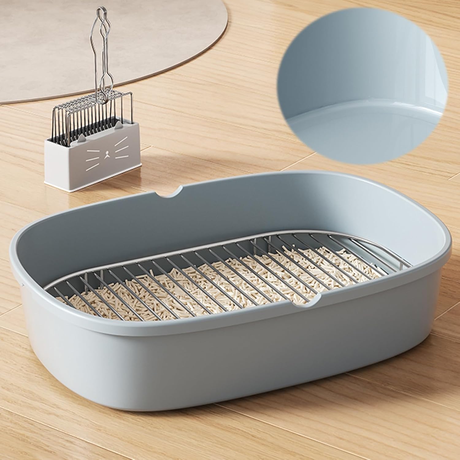 Dogs Toilet for Small Dogs Split Design Dogs Potty with 304 Stainless Steel Mesh Frame Pp Material Easy to Clean Portable Flat Dog Litter Pan Indoor and Outdoor Training Tray(Gray)