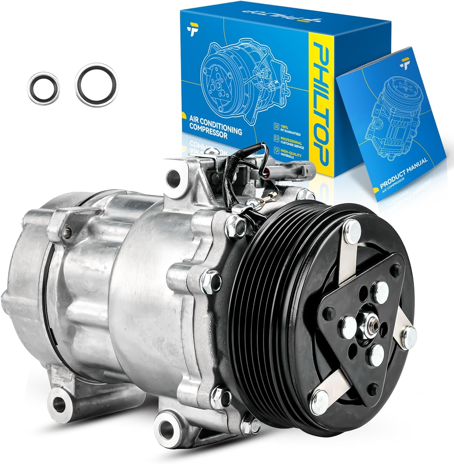PHILTOP A/C Compressor 68282 Replacement for Pontiac Vibe (03-08)