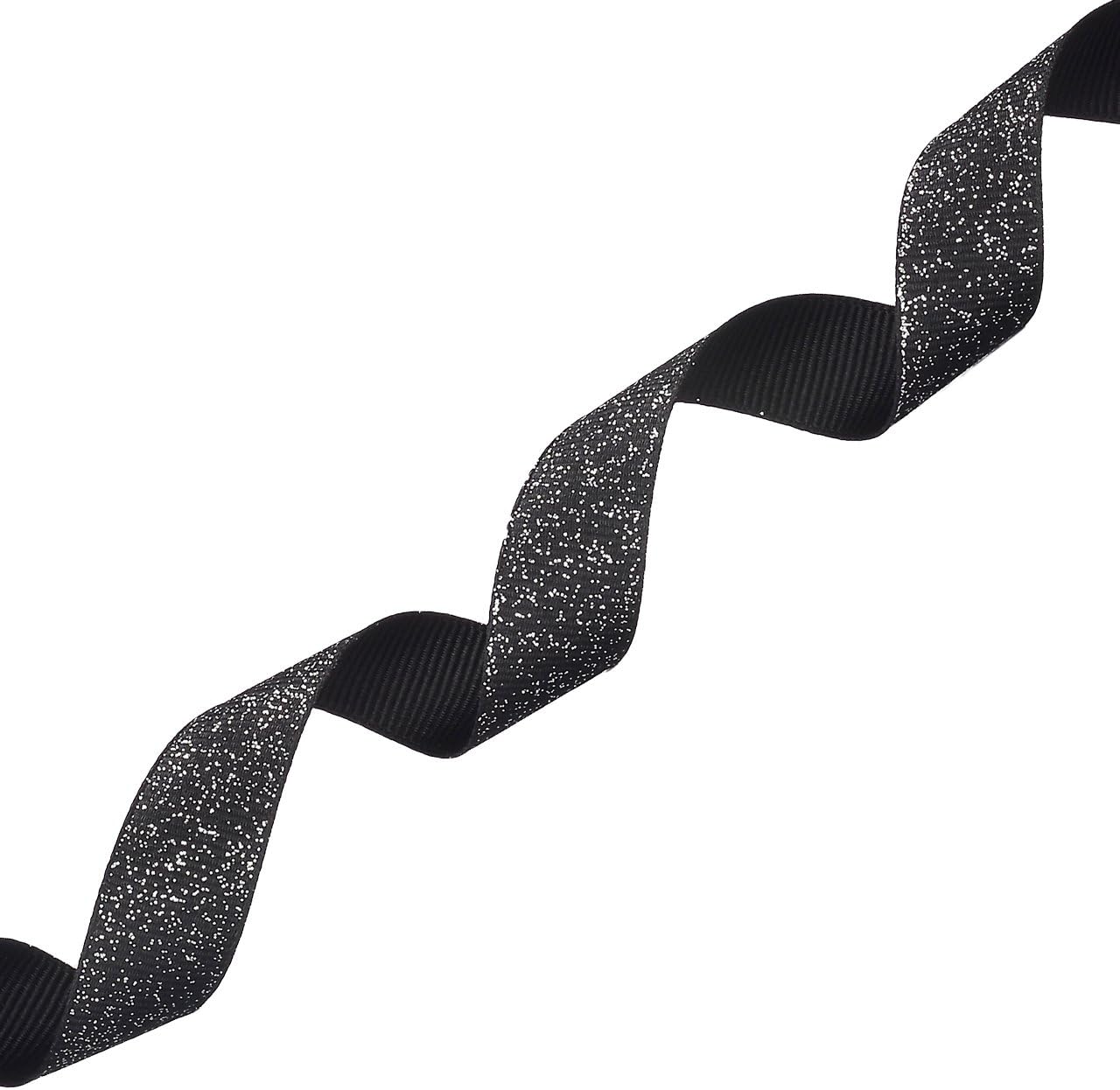 Morex Ribbon Dazzle Glitter Grosgrain Ribbon, 5/8-Inch by 20-Yard, Black/Silver