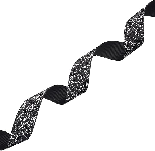 Morex Ribbon Dazzle - Cinta de grogrén con purpurina, 58 pulgadas por 20 yardas, negroplateado