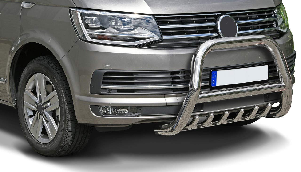 Edelstahl Frontschutzbügel ø 76mm mit Unterfahrschutz mit EG-Typengenehmigung/ABE kompatibel mit VW Volkswagen T6 (2015-2019)