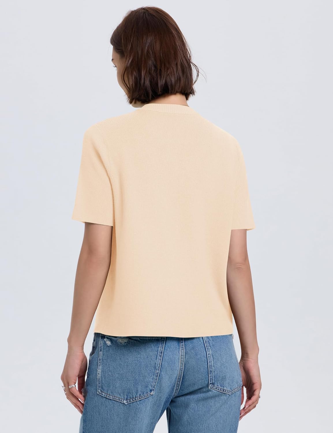 Lomon Womens Spring Summer Short Sleeve Cardigan Sweaters Trendy Crew Neck Button Down Lightweight Knit Outfit Y2k Clothes - Image 4