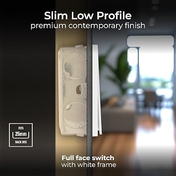 BG Electrical Single Wall Light Switch, 2-Way, Edge-to-Edge Rocker, Screwless Appearance, Round Edges, Evolve, Pearlescent White, 20A, 16AX, PCDCL12EW